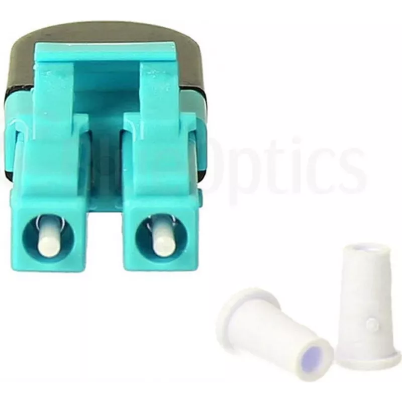 BLUELAN BlueOptics OM3 LC/UPC duplex multimode glasvezel loopback-adapter, aqua, keramische ferrule, -40°C tot +85°C BOLBLCOM3