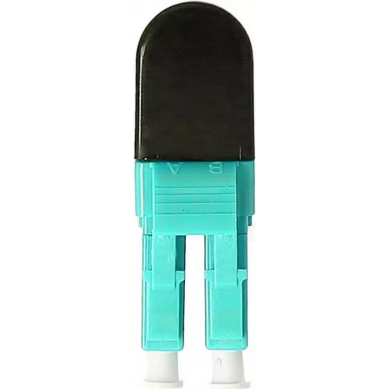BLUELAN BlueOptics OM3 LC/UPC duplex multimode glasvezel loopback-adapter, aqua, keramische ferrule, -40°C tot +85°C BOLBLCOM3