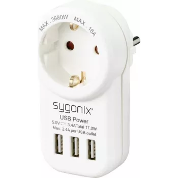 Sygonix SY-4755856 Tussenstekker met 2 USB-aansluitingen wit