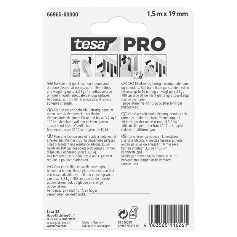 tesa Montage PRO transparant 66965-00000-00 montageband 1,5 m x 19 mm
