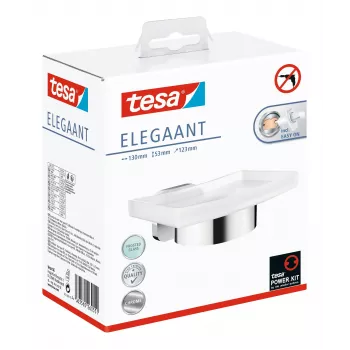 tesa ELEGAANT 40628-00000-00 Zeepbakje Chroom (glanzend), Wit (satijn)