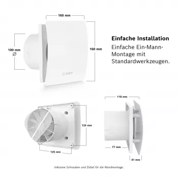BOSCH F1500 DH 100 badkamer-afzuigventilator met nalooptijd DN 100 7738335626
