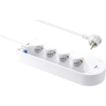 Sygonix SY-5228510 4-voudige stekkerdoos met schakelaar, wit, 1,5 m kabel