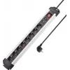 SYGONIX SY-4755614 Overspanningsbeveiliging stekkerdoos, 6 Schuko-stopcontacten, zilver/zwart