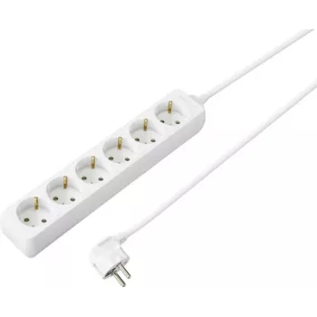 Sygonix SY-4891000 6-voudige Schuko-stekkerdoos wit 1,5m kabel met schakelaar en kinderveiligheid