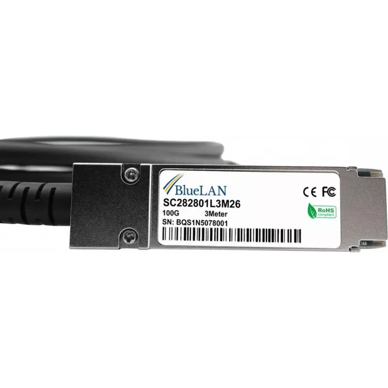 BlueLAN 100G QSFP28 Direct Attach kabel 0,5 m, passief koper EQPT1H8FR1FCL100-BL