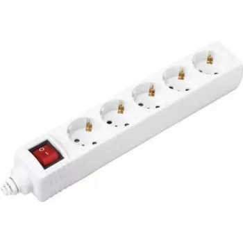 Sygonix BT-2372211 5-voudige stekkerdoos met schakelaar, wit, 1,5 m kabel