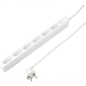 Sygonix SY-5775150 6-voudige stekkerdoos met Eurostekker, wit, 1,5 m kabel