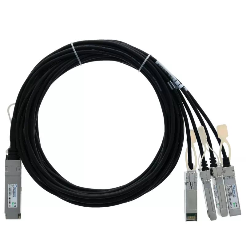 BlueLAN X4DACBL2-BL compatibel Intel 40GBASE-CR4 QSFP naar 4x10GBASE-CR SFP+ passief Direct Attach breakout-kabel, 2 m, AWG30