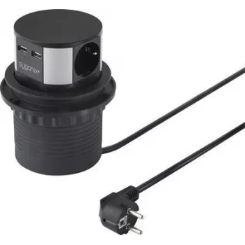 SYGONIX SY-4780156 stekkerdoostoren 8 AC-stopcontacten 2 USB-A 1 USB-C 1,5 m kabel zwart/zilver