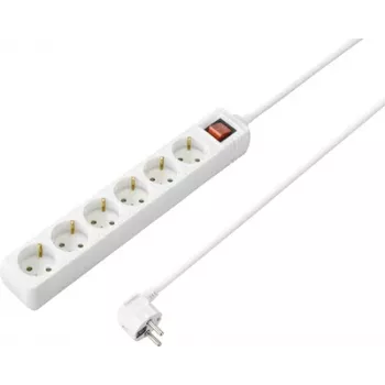 Sygonix SY-4891008 stekkerdoos met schakelaar, 3 stopcontacten, 1,5 m kabel, wit