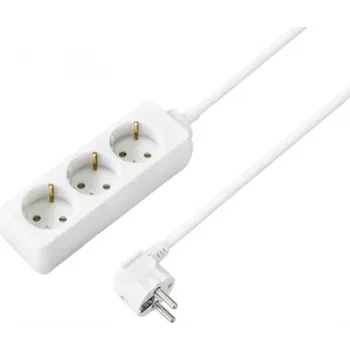 Sygonix SY-4890982 3-voudige stekkerdoos met schakelaar, 1,5 m kabel, wit