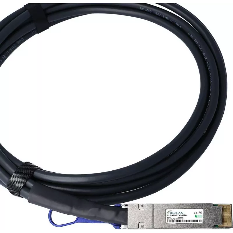 BlueLAN 400G QSFP-DD Direct Attach kabel, 26 AWG, 2m, NVIDIA-compatibel