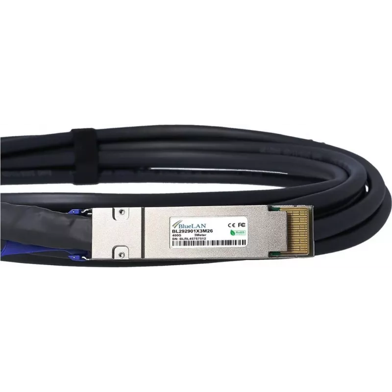 BlueLAN 400G QSFP-DD Direct Attach kabel, 26 AWG, 2m, NVIDIA-compatibel