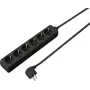 Sygonix SY-4890996 3-voudig Schuko-stopcontactdoos met verlichte schakelaar, 1,5 m kabel, zwart