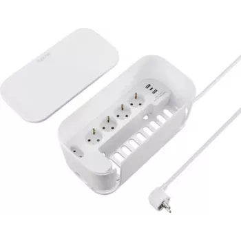 Sygonix SY-6118238 5-voudig Schuko-stopcontactdoos met stroomrail, 1,5 m kabel, wit