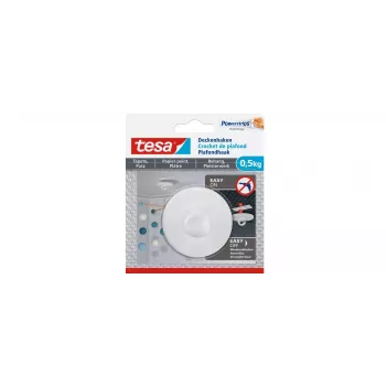 tesa 77781 plakplafondhaak voor behang & stucwerk, wit, 3 haken + 4 Powerstrips