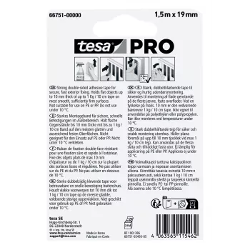 tesa Montage PRO Outdoor 66751-00000-00 transparant montageband 1,5 m x 19 mm