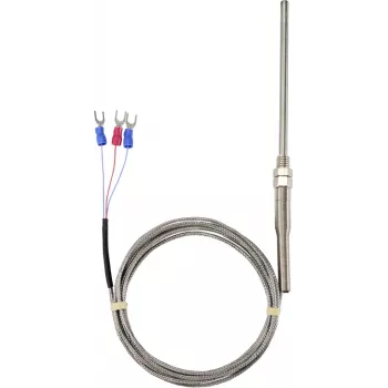 Sygonix M8 PT100 3-draads temperatuursonde, -50 tot 300 °C, roestvrij staal, IP67, 2 m siliconenkabel SY-6085070