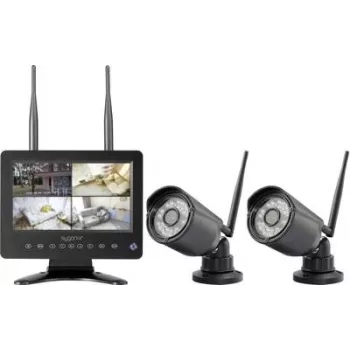 Sygonix draadloze bewakingscamera-set met 2 camera's, 1280 x 720 pixels, 2,4 GHz, 7 inch monitor, IP66, nachtzicht, tweeweg-audio, microSD tot 128 GB SY-6330454