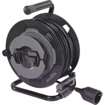 Sygonix SY-6618486 kabelhaspel met 4 Schuko-stopcontacten, 25 m kabel, zwart