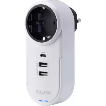 Sygonix SY-4512996 tussenstekker met USB, wit