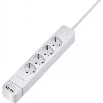 Sygonix SY-4535058 6-voudig stekkerdoos met verlichte hoofdschakelaar, 1,5 m kabel, wit
