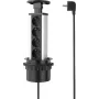 SYGONIX SY-4737792 desktopstekkerdoos met 8 Schuko-stopcontacten en 2 USB-aansluitingen, zwart/zilver