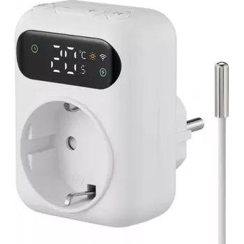 Sygonix SY-6824096 tussenstekker-thermostaat met weekprogramma, 16 A, 3680 W, LCD, vorstbeveiliging, kinderslot, wit