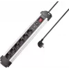 SYGONIX SY-4755612 overspanningsbeveiliging stekkerdoos, 6 Schuko-stopcontacten, overstroombeveiliging, zilver/zwart, 1,5 m kabel