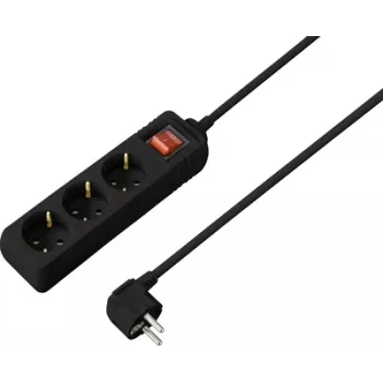 Sygonix SY-4890988 stopcontactblok met schakelaar, zwart, schuko, 1 stuk