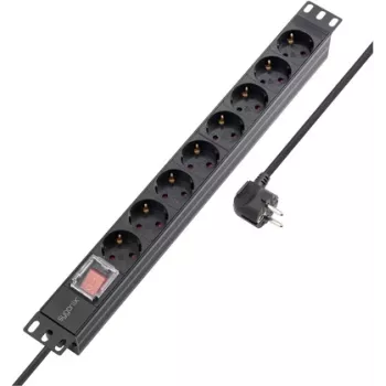 Sygonix SY-5799002 19 inch 8-voudig schuko rackmontage-stopcontactblok, 1U, zwart