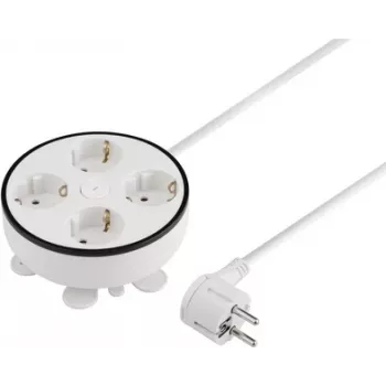 Sygonix SY-5806892 kabelhaspel 1,5 m wit 4-voudig Schuko 3680 W met hoofdschakelaar