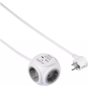 Sygonix SY-5827192 3-voudige stekkerdoos kubus met 1,4 m kabel, wit/grijs, 16 A, 3680 W