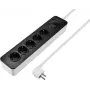 Sygonix SY-6118234 5-voudig stopcontactblok met schakelaar, zwart/wit, 1,5m kabel