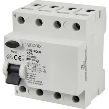 Sygonix SY-6438018 aardlekschakelaar (RCCB) 4-polig type A 40A 30mA 10kA 400V AC