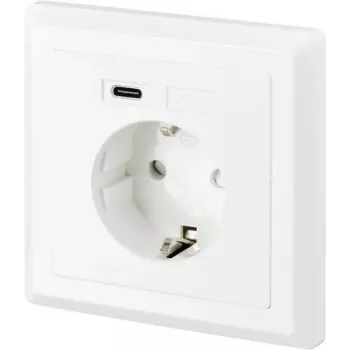 SYGONIX SY-5238674 Inbouwstopcontact met 2 USB-A-aansluitingen, Schuko, Wit