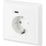 SYGONIX SY-5238674 Inbouwstopcontact met 2 USB-A-aansluitingen, Schuko, Wit