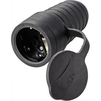 Sygonix SY-5806882 Schuko-koppeling rubber 250 V/AC zwart IP44