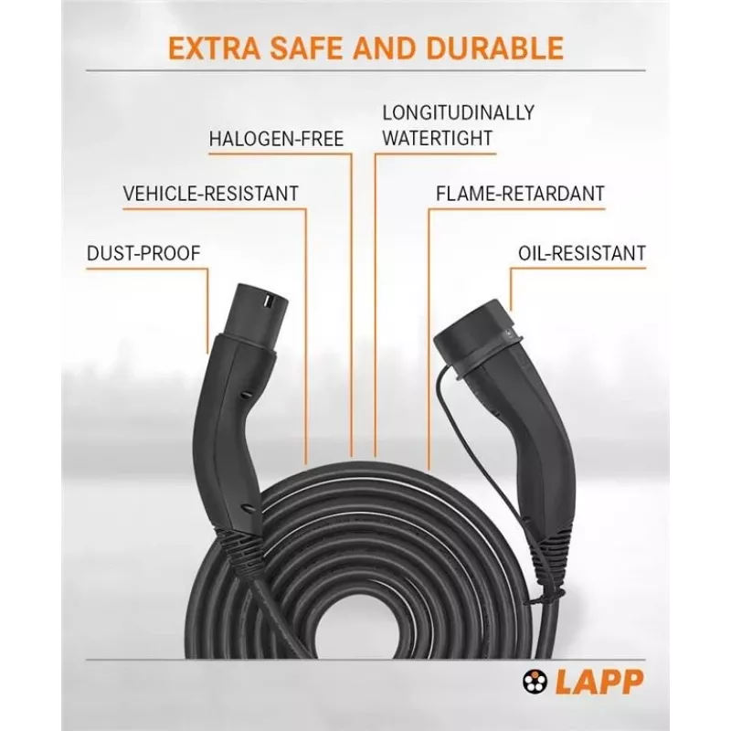 LAPP MOBILITY zelfoprollende Type-2-EV-laadkabel, 22 kW, 3 m, zwart (75749)