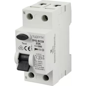Sygonix SY-6438014 aardlekschakelaar 1P+N 25A 30mA type A 230V AC 10kA