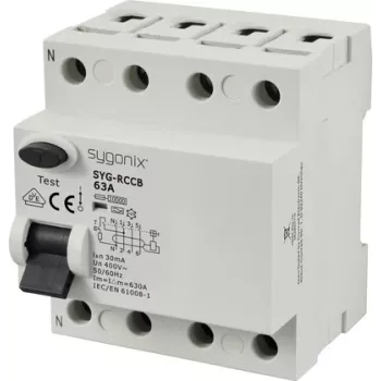 Sygonix SY-6438020 aardlekschakelaar Type A 4-polig 63 A 30 mA 400 V AC