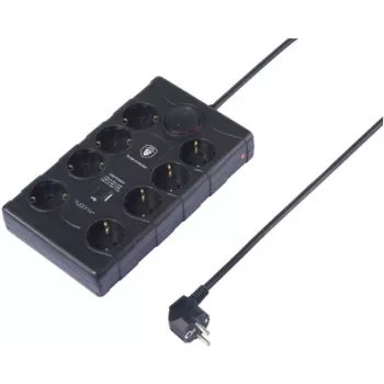 Sygonix SY-4751202 8-voudige overspanningsbeveiliging stekkerdoos zwart 1,5m