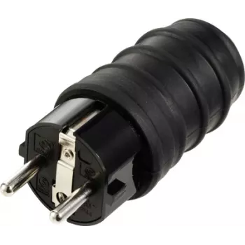 Sygonix SY-6618468 Schuko-stekker TPE 250 V/AC zwart IP44