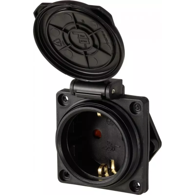 Sygonix SY-6746374 Schuko-stopcontact IP44 zwart