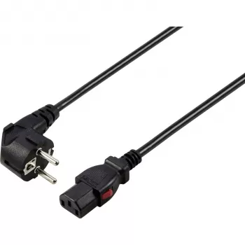 Sygonix SY-6733072 vergrendelbaar IEC C13 netsnoer, CEE 7/7 naar IEC C13, 2 m, zwart