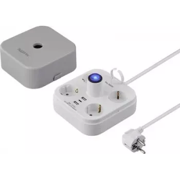 Sygonix SY-6788330 4-voudig Schuko-kubusstopcontact grijs/wit