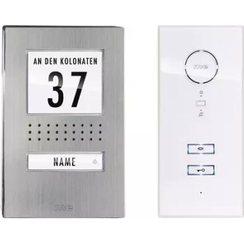 M-E MODERN-ELECTRONICS ADV 111 WW audio-deurintercom bedrade intercom-compleetset voor eengezinswoning, roestvrijstaal, wit (41137)