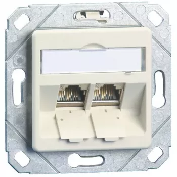 METZ CONNECT BTR E-DAT modul 8/8(8) UPk zonder modules - inbouw-datadoos, CAT 6, zuiverwit RAL 9010, 2 poorten 1309151102-E-90