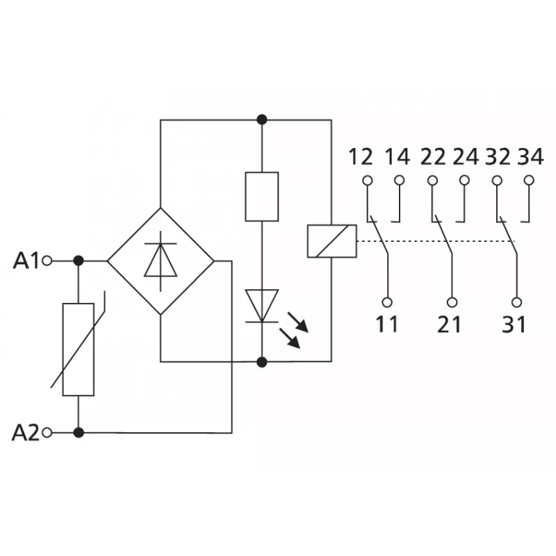 METZ CONNECT KRA-S12/21-21-21 koppelrelais, 24 V AC spoel, 3 wisselcontacten, wit 11060913